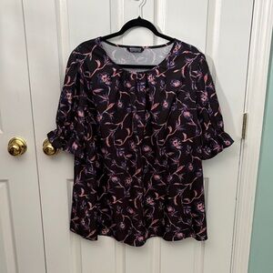 BloomChic Black and Pink Floral Blouse